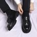 New Cross-border Casual Fashion Low-top Thick-soled Height-increasing Leather Shoes, Korean Style, Color-blocking,_vogvips.com