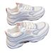 Women's Versatile Casual Chunky Platform Dad Shoes 2024 New Style All Seasons Fashionable Trendy Sports White round Toe Artificial PU_vogvips.com