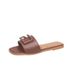 Women's Fashion Metal Buckle Round Toe Flat Sandals Summer Outdoor Wear Popular New Style_vogvips.com