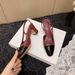 Burgundy New Style Chunky Heel Single Shoes For Women With Back Strap, Square Toe, Color Block, Mid Heel, Open Back,_vogvips.com