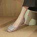 Cameido Women's Square Toe Rhinestone Buckle Chunky Heel Pumps Spring Loafers Slip On Commuting Shoes_vogvips.com
