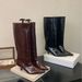 666-2~ Low Heel French Pointed Toe Over-the-Knee Women's 2025 Autumn New High Tube Riding Boots_vogvips.com