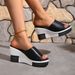 New Muffin High Heels Solid Color Wedge Comfortable Flip-flops_vogvips.com