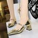 5288-K87 Style Banquet Women's Shoes With Thick Heel, Shallow Mouth, Square Straight Toe, And Rhinestone Buckle, Single_vogvips.com
