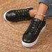 Women's Plus Size Black Sneakers Spring Autumn New Style Flat Non-Slip Round Toe Lace-Up Lightweight Casual Sports Shoes_vogvips.com
