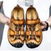 New Men's Overhead Sandals, Men's Casual Outdoor Large-sized Soft-soled Men's Shoes, Fashionable Real Cowhide Sandals_vogvips.com