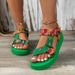 Women’s Shoes Large Size Thick Soled Sandals For Women Summer New Thick Soled Color Matching Velcro Ethnic Style Beach Sandals_vogvips.com