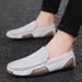 Men's Shoes Autumn New Style White Genuine Leather Men's Shoes Breathable Soft Sole Slip On Plus Size Loafers_vogvips.com