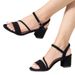 Cross-border Plus-size Sandals 2025 Spring New Style Medium-heel Chunky-heel Women's Shoes Open-toe Strap Buckle Roman_vogvips.com