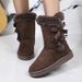 New Length Autumn And Winter Women's Mid Height Boots Bow Shaped Fashionable Plush Snow Boots_vogvips.com