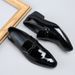 British Pointed Toe Business Formal Low-top Men's European Style Single Shoes Patent Leather Breathable_vogvips.com