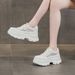 Women's Thick-Soled White Sneakers Petite Women, Summer 2026, Casual Fashion British Style Versatile Dad Shoes For Women_vogvips.com