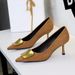9517-K206 European And American Style Banquet Women's Suede Stiletto Professional Work Pointed Toe Single Shoes, Elegant_vogvips.com