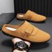 2025 New Suede Fashion Footbed Beach Soft Cork Nonslip Men Clogs Slippers With Arch Support_vogvips.com