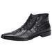 European Warm Series Cowhide Ankle Men High Top Shoes Crocodile Pattern Zipper Warm Business Formal Martin Genuine Leather Boots_vogvips.com