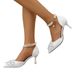 Cross-border Foreign Trade Women's 2025 Summer New Model Pointed Toe Bowknot Rhinestone Pearl Chain High-heeled Single_vogvips.com