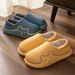 Home Cotton Slippers For Men In Winter, Outdoor With Thick Soles, Indoor Warm Cotton Shoes For Women In Simple Autumn And Winter_vogvips.com