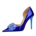 High Heels Light Luxury Women's Shoes Shallow Mouth Pointed Side Hollow Rhinestone Bow Single Shoes_vogvips.com