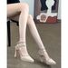 Rivet Waterproof Platform Sandals, Pointed Toe, Open Back High Heels Women, Comfortable For Summer, Pair With Skirts,_vogvips.com