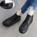 Xinrui 2023 Autumn Winter New Retro Short Soft Sole Comfortable Genuine Leather Flat Casual Single Boots Cotton Shoes_vogvips.com