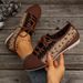 Flat Bottomed Single In Autumn, Large Size, Breathable, Color Blocked, Front Lace Up, Lightweight Fly Woven Sports Shoes_vogvips.com