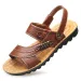 New Summer Men's Sandals Cow Leather Beach Korean Style Casual Outdoor Shoes Two-Use Slip-On Flip Flops_vogvips.com