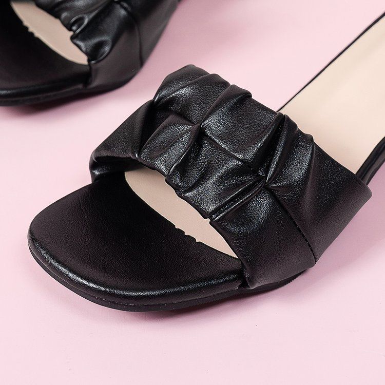 Women's Block Heel Slide Sandals - Summer Women's Wide Width Casual Flip Flops_vogvips.com