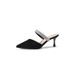 Grape Mom Style One-Strap Rhinestone V-Neck Pointed Toe High Heel Sandals Black Sexy Closed-Toe Half Mules Women's Shoes_vogvips.com