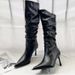 European And American Style Pointed-toe Pleated High-heel For Women, 2025 Autumn Collection, Thin-heeled Snake-pattern_vogvips.com