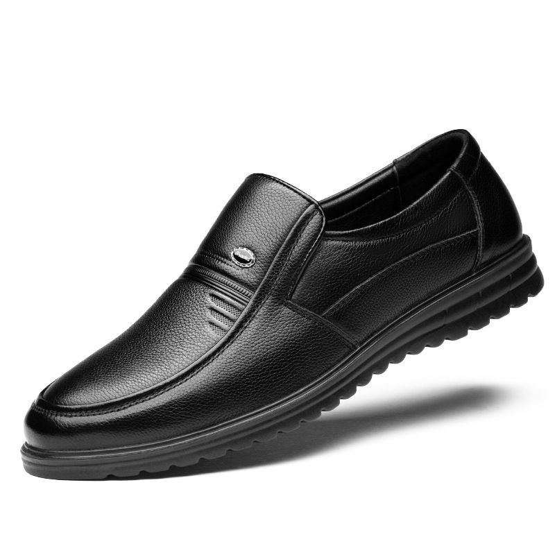 European Warm Series Men's Genuine Leather Business Formal Middle-aged Soft Sole Cowhide Dad Autumn Winter New Plush Cotton Shoes For Men_vogvips.com