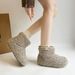 2025 Winter New Furry Patchwork Versatile Fleece Lined Thickened Warm Short Mid-Calf Cute Snow Boots_vogvips.com