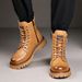 European Warm Series Autumn Winter Genuine Leather Yellow Mid-High Top Thick Sole Lightweight Martin Casual Comfortable Side Zipper Round Toe_vogvips.com