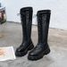 Wide Tube Thick Leg Hollow Mesh Summer Plus Size Women's Shoes 41 To 43 Internet Celebrity Over-the-Knee Long Boots 42_vogvips.com