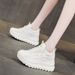 2025 Women's New Style Height-Increasing White Sneakers, Hot-Selling Cowhide Thick-Soled Lightweight Dad Shoes,_vogvips.com