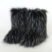 Women's Fur Boots, Warm Shoes, Imitation Fox Midsole, Imitation Raccoon Fur Grass, Winter Snow Boots_vogvips.com