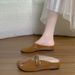 Summer French Vintage Wrap-around Half-trousers Women's Shoes With Metal Fasteners, Low Heel, Mule Shoes, Versatile For Outerwear, Flat Sandals_vogvips.com