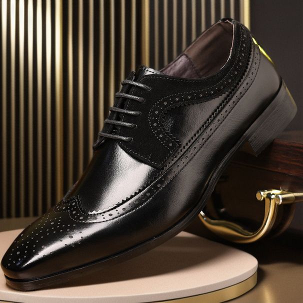 Euro Step Brogue Carved Leather Large Size 2025 Autumn New Men's Business Formal Breathable Versatile Groom Wedding Shoes_vogvips.com