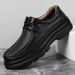 European Warm Series 2025 Men's Casual Top Layer Cowhide Thick Sole Height Increasing Middle-aged Lace-up Loafers Autumn Winter_vogvips.com