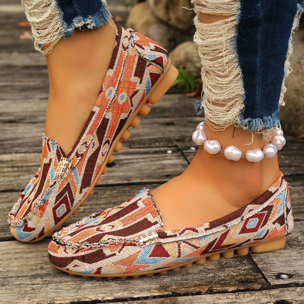 2024 Spring Summer New Casual Flat Loafers Round Toe Shallow Mouth Flats Large Size Export European And American Women's_vogvips.com