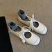 Lancui Version ~ Versatile White For Women, Hollow Lace-up Genuine Leather Single Shoes, Square Toe Flat Comfortable_vogvips.com