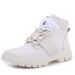 Fashion Diamond Buckle Sports Shoes Lace Up Flat Boots For Women Comfortable Breathable Genuine Leather Mid Cut Boots Patent Leather Fashion Boots_vogvips.com
