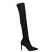 Elegant Stretch Knee-High Boots For Women - Pointed Toe, Slimming Design, Non-Slip Rubber Sole, Chunky Heel (6-8cm), Suede Finish_vogvips.com