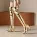 New Sexy Mirror Gloss Pole Dance Long Street Style Party Show Nightclub Chunky High Heel Women's Boots_vogvips.com