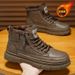 Winter Fleece-Lined High-Top Martin Boots For Men, Black Leather Work Shoes, Non-Slip, Wear-Resistant, Thickened And War_vogvips.com