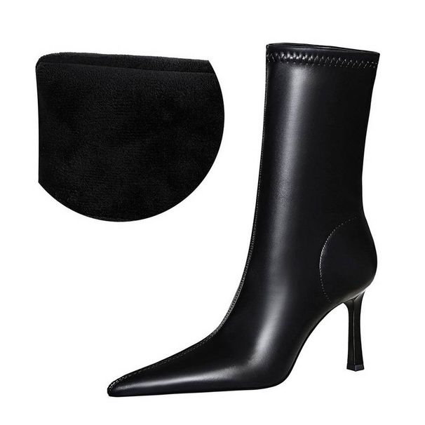 Women's Shoes Simple Stiletto Ultra High Heel Banquet Short Tube Women's Boots Pointed Toe Pedicure Slim High Heeled Short Boots_vogvips.com
