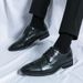 Men's Brogue Woven Patent Leather Oxford Shoes Formal Business Dress Lace-up Footwear_vogvips.com