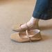 Lancui Version ~ French Style Artistic Woven Hollow Breathable Mary Jane Sandals For Women With One Strap Flat Sole_vogvips.com