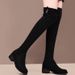 Over-the-Knee Long For Women 2024 Autumn Winter New Fleece-Lined Slimming High Chunky Heel Suede Stretch Slim Boots_vogvips.com