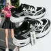Women's Black And White Chunky Sneakers Breathable Mesh Platform Dad Shoes Ultra Light Casual Couple New Unisex Sneakers_vogvips.com