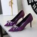 Women's Stiletto Heel Pumps French Elegance Exquisite Rhinestone Ribbon Bow Slip On Satin Stiletto Heels For Women_vogvips.com